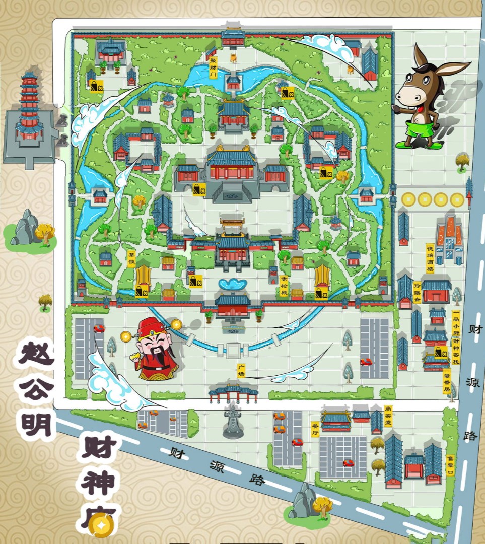 陕西寺庙类手绘地图